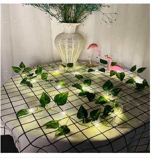 Artificial Plant Leaves with Fairy Lights – Battery Operated Money Plant Room Decoration