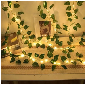 Artificial Plant Leaves with Fairy Lights – Battery Operated Money Plant Room Decoration