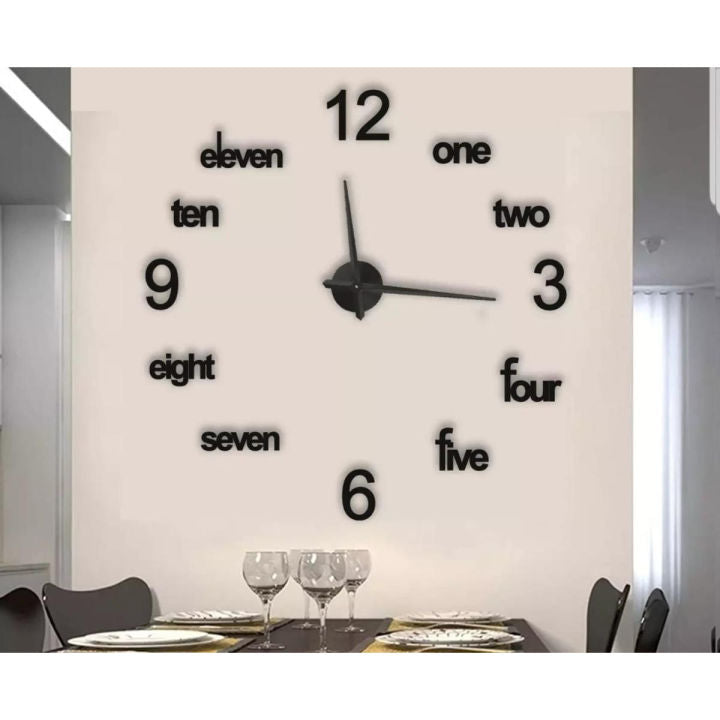 Wooden Large Wall Clock Modern Design 3D Wall Home Decor Living Room Quartz