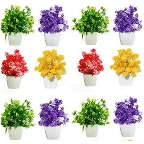 Pack of 12 Plant Artificial Decoration Piece with pot Best for home & Office Decoration purpose 4inch heihgt