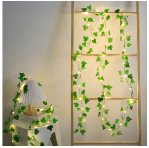 Artificial Plant Leaves with Fairy Lights – Battery Operated Money Plant Room Decoration