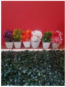 Pack of 12 Plant Artificial Decoration Piece with pot Best for home & Office Decoration purpose 4inch heihgt