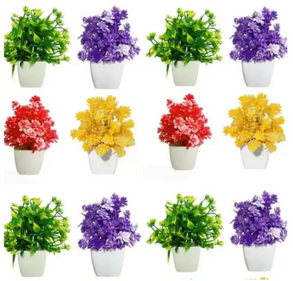 Pack of 12 Plant Artificial Decoration Piece with pot Best for home & Office Decoration purpose 4inch heihgt