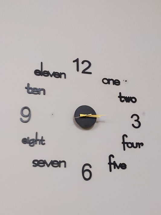 Wooden Large Wall Clock Modern Design 3D Wall Home Decor Living Room Quartz