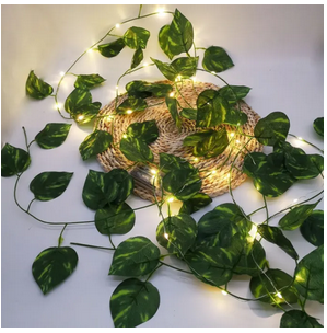 Artificial Plant Leaves with Fairy Lights – Battery Operated Money Plant Room Decoration